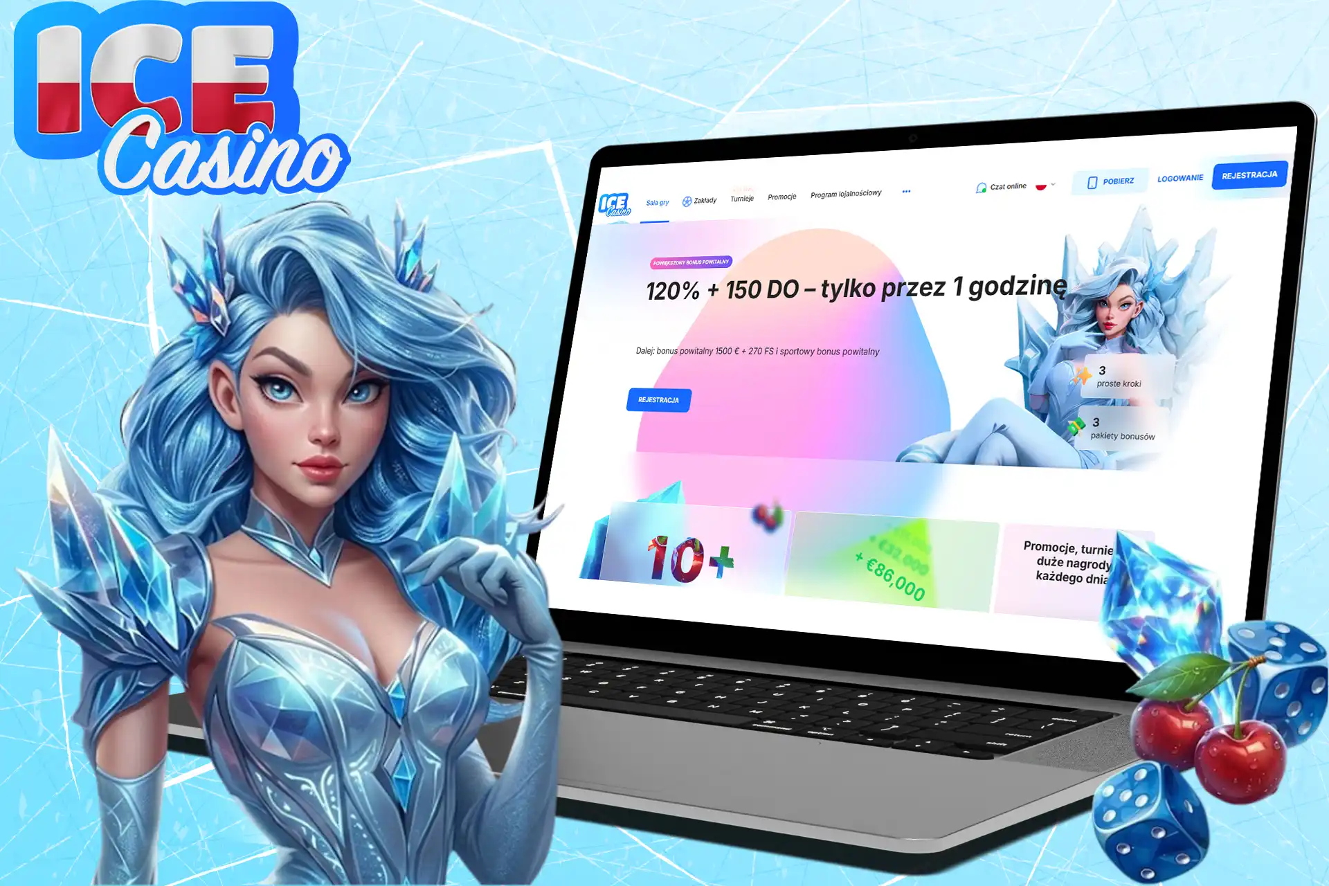 Rejestracja i odbiór bonusu w Ice Casino