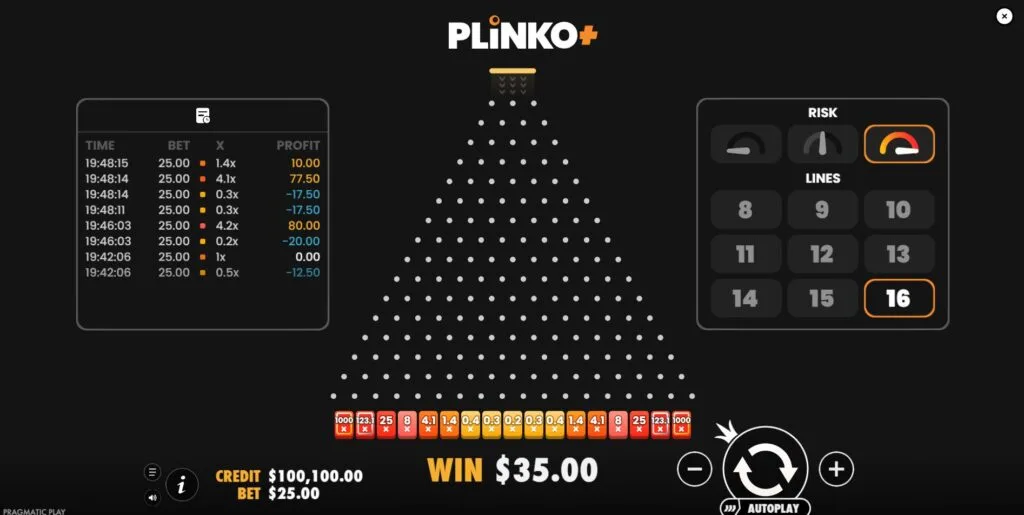 Plinko+ – enhanced arcade od BGaming studio pic3