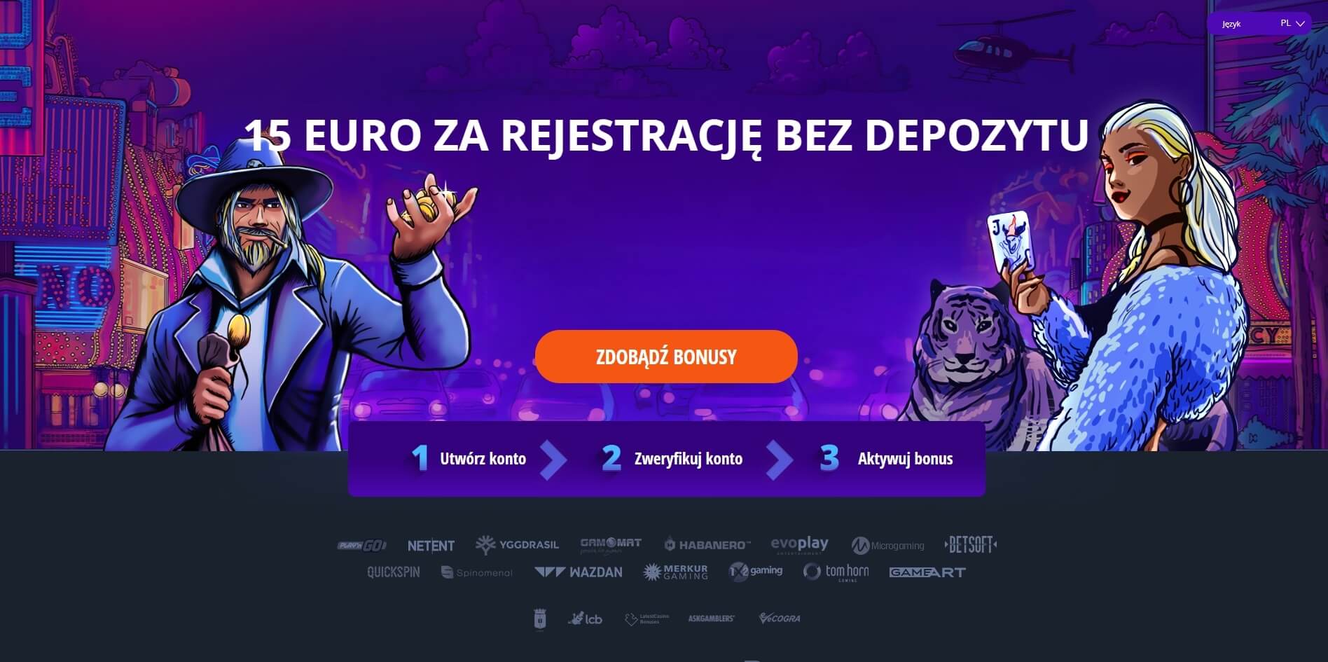 15 euro za rejestrację bez depozytu