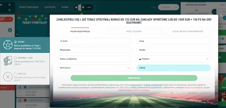 Kod promocyjny wpisywany przy zakładaniu konta