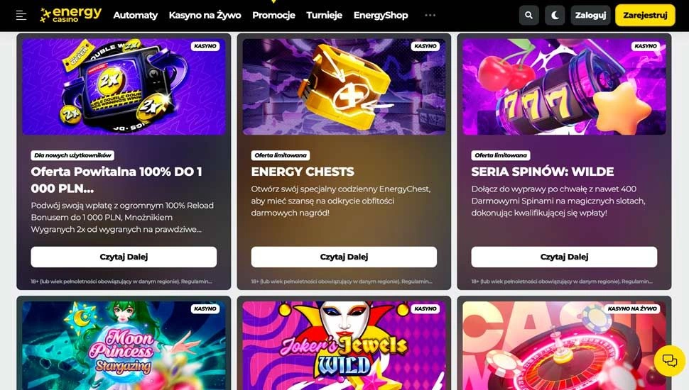 Energy Casino warunki obrotu bonusu