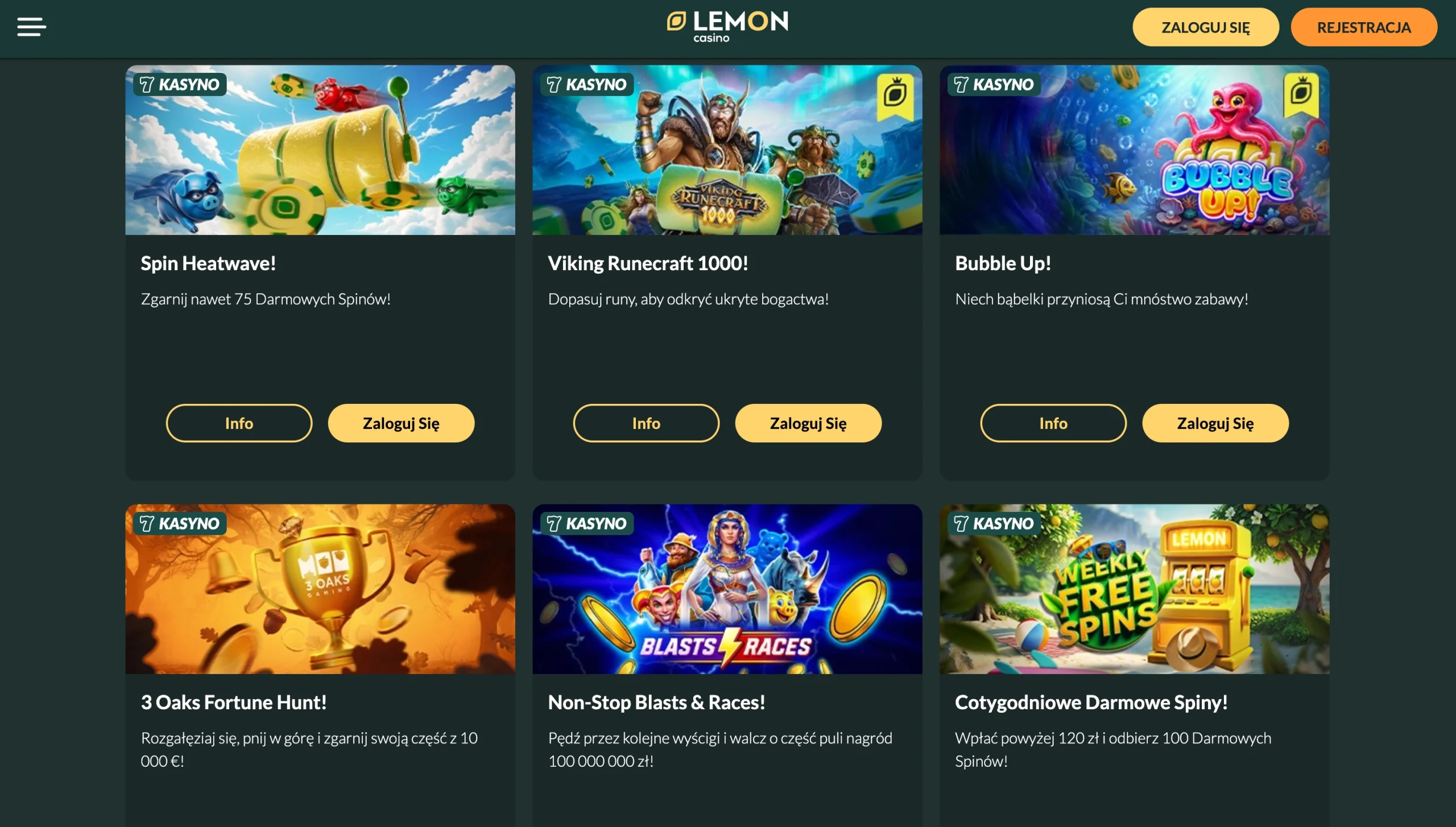 Lemon Casino bonus bez depozytu – panel konta