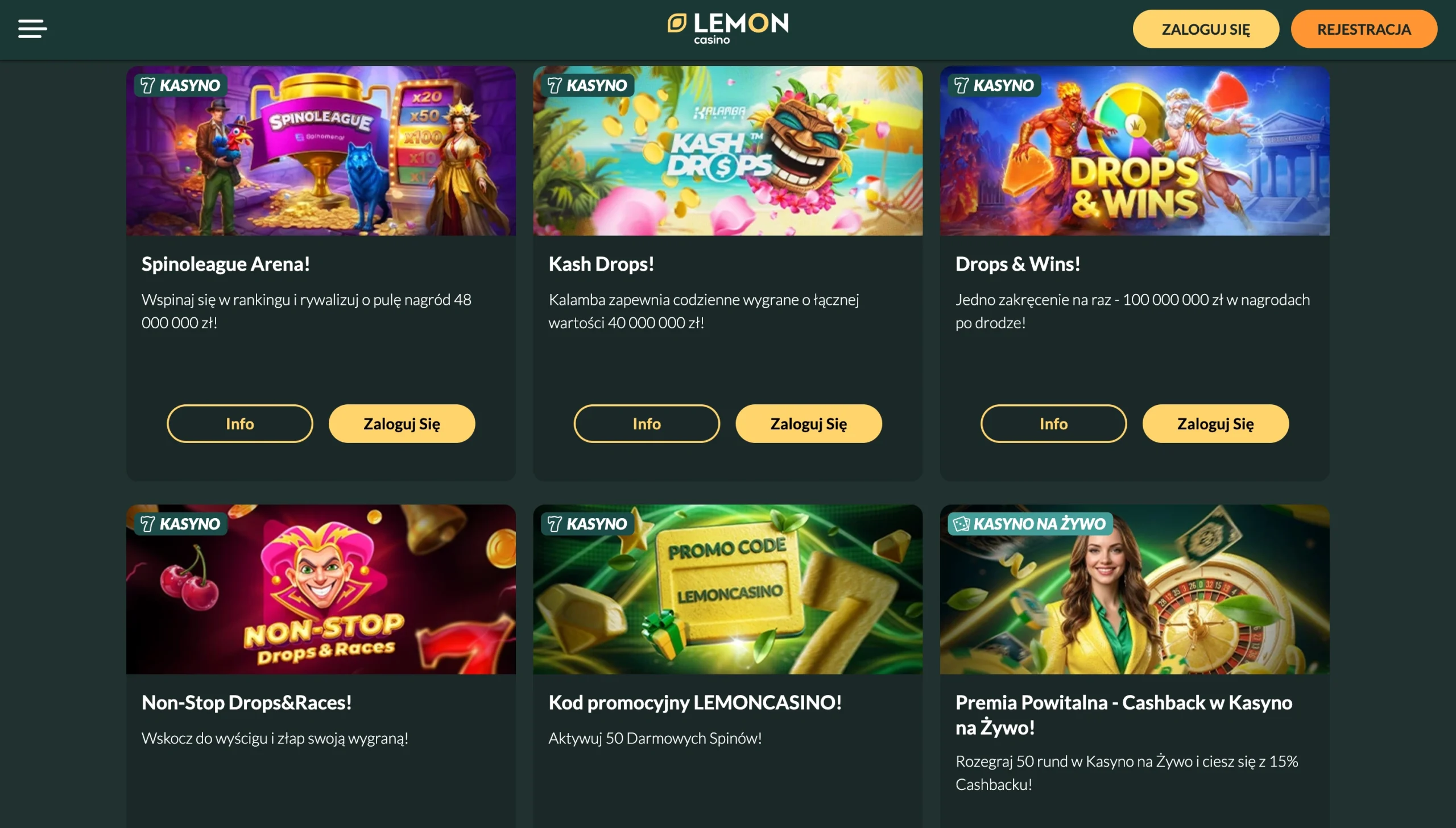 Lemon Casino sekcja promocji