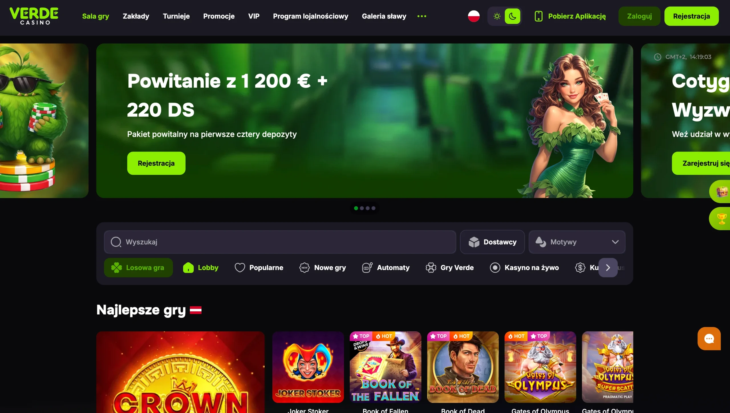 Verde Casino bonus bez depozytu – panel konta