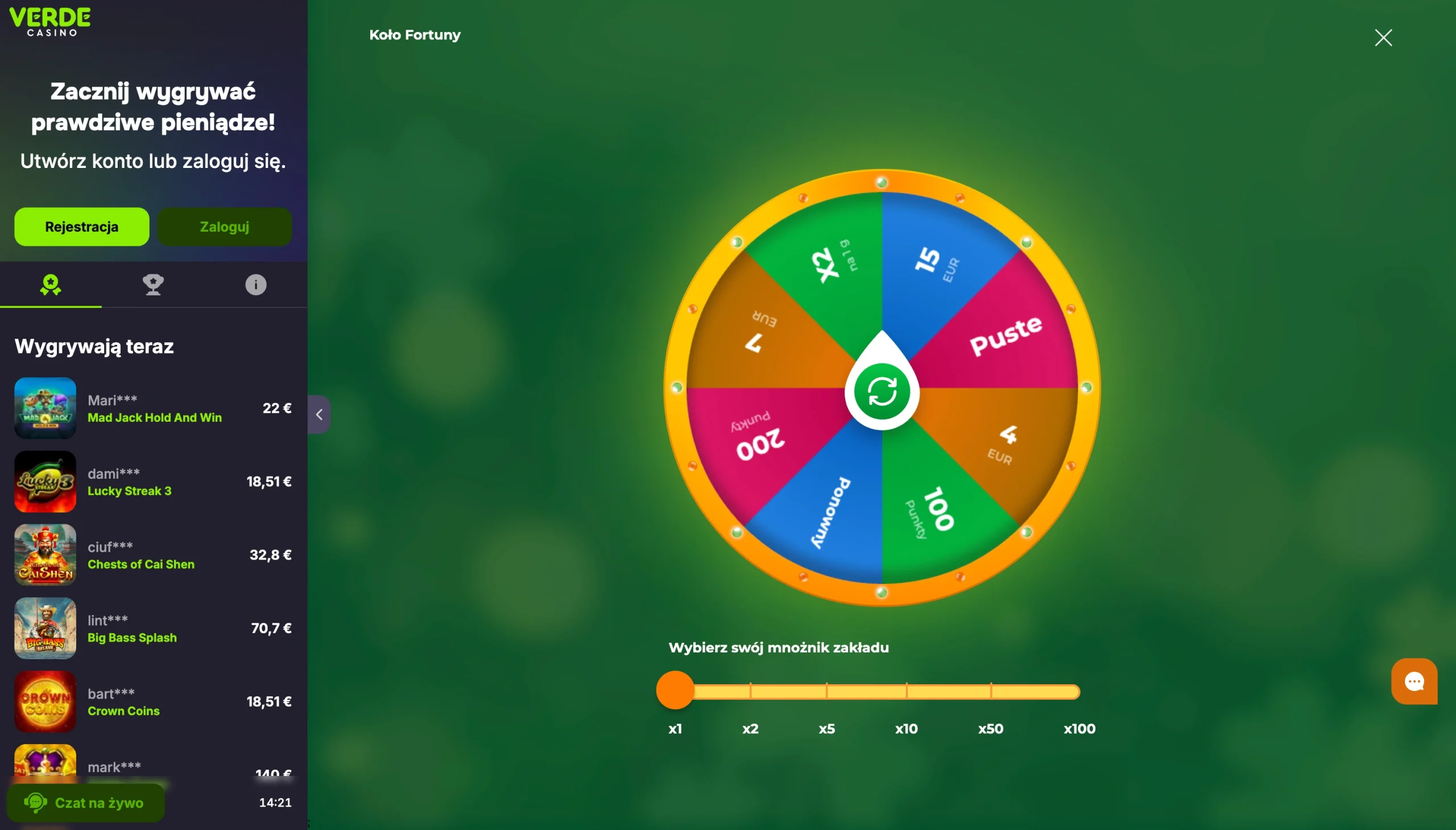 Verde Casino wypłata wygranej