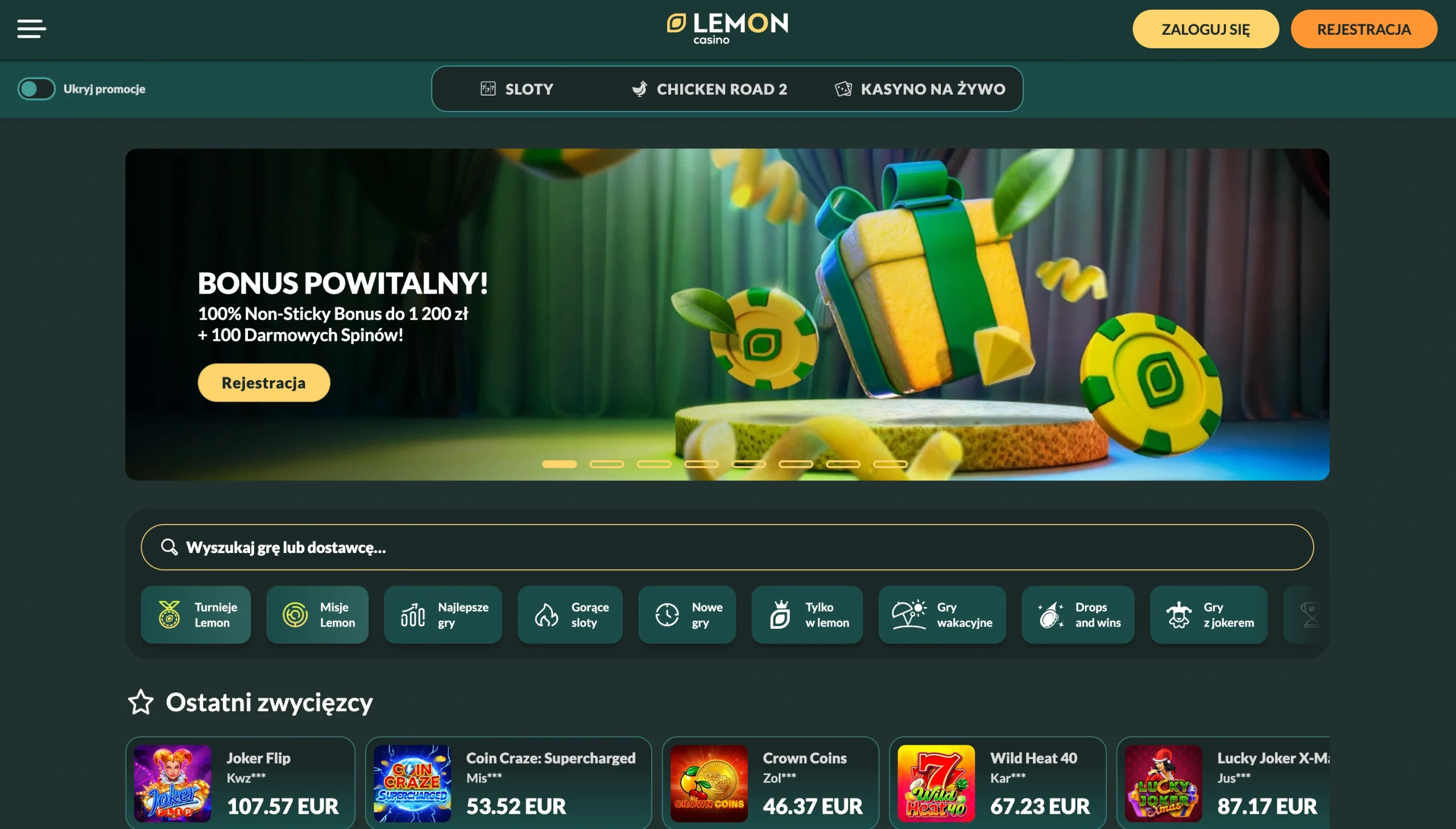 Lemon Casino bonus bez depozytu i obsługa BLIK