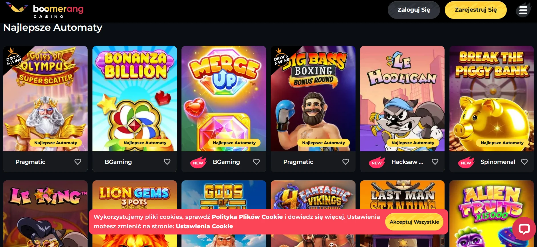 Aplikacja Boomerang Casino na telefon