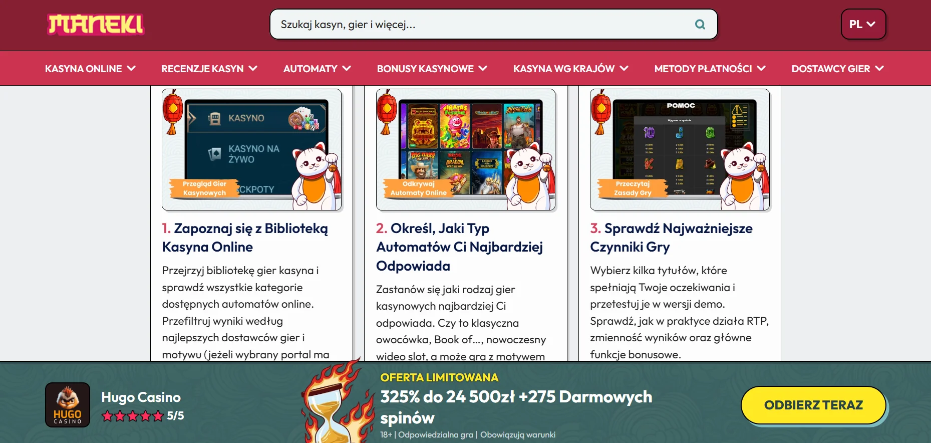 Aplikacja Maneki Casino na telefon